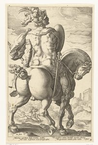 At sırtında Titus Manlius Roma kahramanları (dizi başlığı) by Hendrick Goltzius