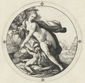 Venüs ve Cupido Venüs, Ceres ve Bacchus olmadan soğuktur (nesne üzerindeki başlık) by Hendrick Goltzius