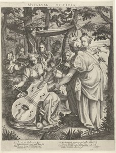 Konser van de muzen op de Parnassus İlham perileri (nesne üzerindeki başlık)