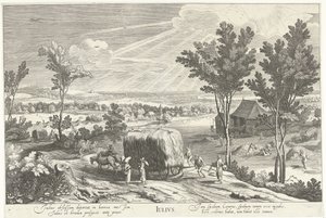 Temmuz, bir manzarada çiftçilerle Julius (nesne üzerindeki başlık) On İki Ay (dizi adı)