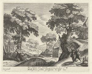 Köy Yolunda Çiftçi Çiftiyle Manzara by Hendrick Hondius (I)