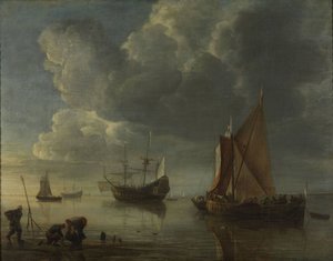 Sakin bir deniz, 1655-1657 by Hendrick Jacobsz. Dubbels