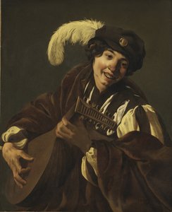 Ud Çalan Bir Çocuk (İşitme, Beş Duyu Serisi) - Ud Çalan Bir Çocuk ("İşitme. "Beş Duyu" Serisinden), Ter Brugghen, Hendrick Jansz (1588-1629). tuval üzerine yağlıboya