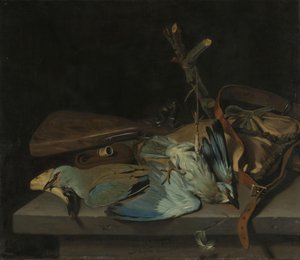 Av aletleri ve kuşlar ile natürmort by Hendrick ten Oever