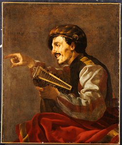 Oturan Lutanist İşaret by Hendrick ter Brugghen