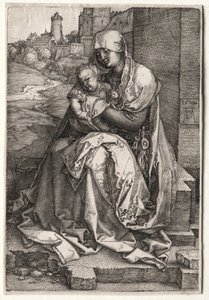 Duvarın Yanında Oturan Bakire ve Çocuk by Hendrick ter Brugghen