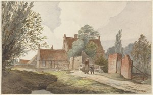 Amsterdam yakınlarındaki bir yol boyunca evler by Hendrik Abraham Klinkhamer