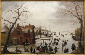 Kış Sahnesi - Hendrick Avercamp (1585-1634), ahşap üzerine yağlı boya, yaklaşık 1620 (Kış sahnesi, Hendrick Avercamp tarafından, panel üzerine yağlı boya, yaklaşık 1620) - Musee d