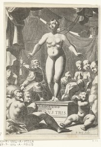 Beş göğüslü çıplak kadın Fortunius Licetus, De Monstris, Amsterdam 1665 için başlık sayfası