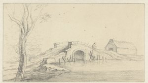 Harap taş köprü ile manzara by Hendrik Chalon
