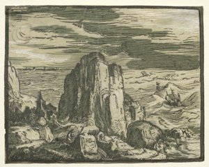 4 Manzara setinden: Cliffon deniz kıyısı. by Hendrik Goltzius