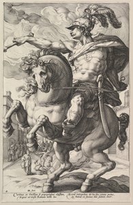 Marcus Curtius, The Roman Heroes dizisinden, 1586. by Hendrik Goltzius