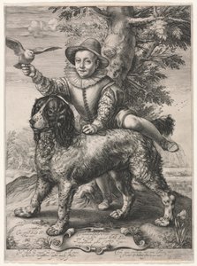 Frederick de Vries ve Köpeğinin Portresi, 1597. by Hendrik Goltzius