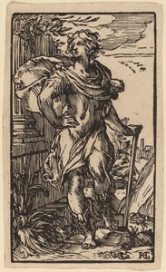 Bastonlu duran genç adam by Hendrik Goltzius