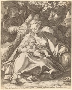 Bir Kiraz Ağacının Altında Kutsal Aile by Hendrik Goltzius