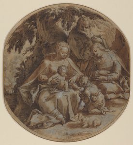 Aziz Elizabeth ve Vaftizci Yahya ile Kutsal Aile by Hendrik Goltzius