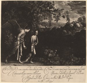 Tobias ve Melek (Büyük Tobias) by Hendrik Goudt after Adam Elsheimer