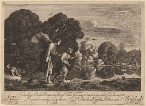 Tobias ve Melek (Küçük Tobias) by Hendrik Goudt after Adam Elsheimer