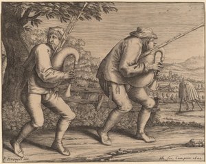 İki Gaydacı by Hendrik Hondius I after Pieter Bruegel the Elder