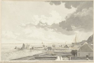 Uzakta Persingen ile sular altında kalan Ooijpolder, 1809 by Hendrik Hoogers (signed by artist)