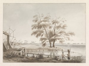 Solda kilitli bir plantasyonun görünümü by Hendrik Huygens