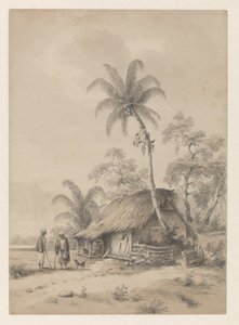 İki kişi ve bir köpek ile kabin by Hendrik Huygens