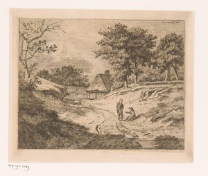 Bir kişinin diğerine yol gösterdiği manzara by Hendrik Jozef Franciscus van der Poorten