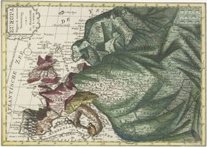 Avrupa Haritası, en son dağıtıma göre Kraliçe Avrupa olarak renklendirilmiştir (nesne üzerindeki başlık) by Hendrik Kloekhoff