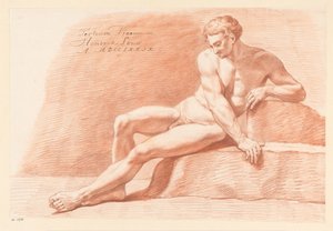 Oturan erkek çıplak, önden bakıldığında (3.lük ödülü 1779) by Hendrik Louw