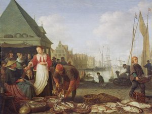 Rotterdam Balık Pazarı (meşe panel üzerinde yağ)