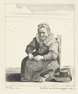 Tesbih ile oturan yaşlı kadın by Hendrik Nieuwenhuysen