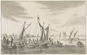 Yelkenli gemilerle nehir manzarası by Hendrik Spilman