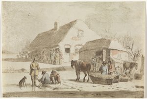 Bir çiftlikte buz patencileri ve kızak by Hendrik Spilman
