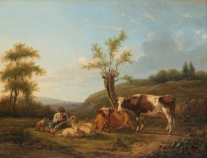 Darthuizen yakınındaki sığır ile manzara by Hendrik Stokvisch