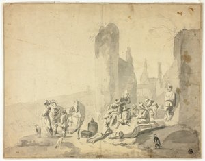 Çeşitli Figürlerle Liman Kenarı Sahnesi by Hendrik Verschuring