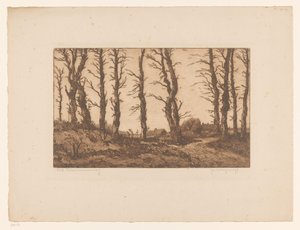 Oud Blaricummerweg (nesne üzerindeki orijinal başlık) by Hendrik Weegewijs (signed by artist)