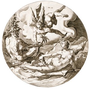 Gün III, Suların Ayrılığı, Yaratılışın Altı Günü serisinden, 1589 by Hendrik after Goltzius