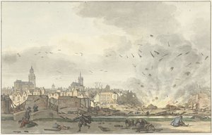 Kruithuis'in Delft'teki patlaması, 12 Ekim 1654 by Hendrik de Winter (signed by artist)