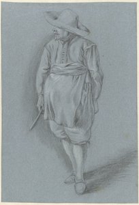 Şapka, önlük ve bıçak ile 17. yüzyıl elbiseli adam by Hendrik van Velthoven (attributed to)