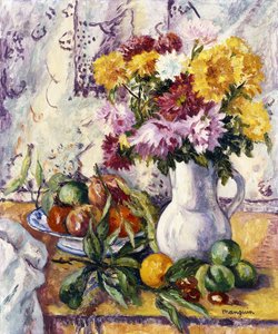 krizantem ve meyve by Henri Charles Manguin
