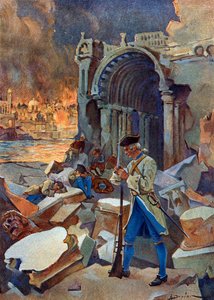 Kızılderili Seferi (1778-1783): Ağustos 1782'de Seylan'da Fransız Suffren ordusuna karşı Amiral Hugues İngilizlerine karşı Trinquemalay Muharebesi'nin görünümü” (Amerikan Devrim Savaşı: Doğu Hint Adaları: Bir İngiliz filosu arasındaki Trincomal
