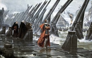 Kardinal Richelieu, La Rochelle'deki deniz duvarında by Henri Paul (after) Motte