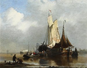 Limandaki gemiler by Henri Adolphe Schaep