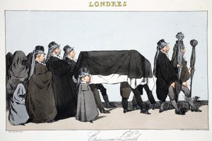 People's Internment, Henri Monnier tarafından 'Londres'ten bir çizim, pub. Paris, c.1828 (el boyaması taş)