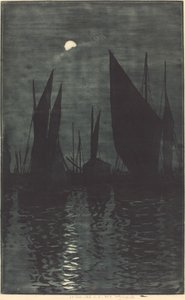 Dieppe Limanında Ay Işığı by Henri Charles Guérard