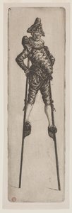 Stilts üzerinde Punchinello, c. 1888. by Henri Charles Guérard