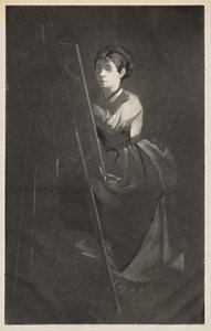 Genç kadın bir şövale by Henri Charles Guérard