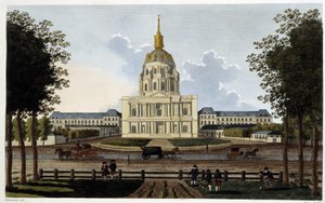 Royal Hotel des Invalides kilisesinin görünümü - Courvoisier tarafından “” Vues de Paris”te