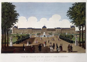 Saray ve Tuileries bahçesinin görünümü - Courvoisier tarafından “” Vues de Paris”te