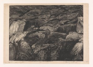 Bir grup yırtıcı kuş Vol d'Aigles (nesnedeki orijinal başlık) by Henri De Groux (signed by artist)